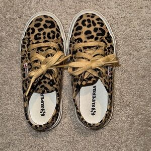Superga Kids Tan and Black Animal Print Sneakers